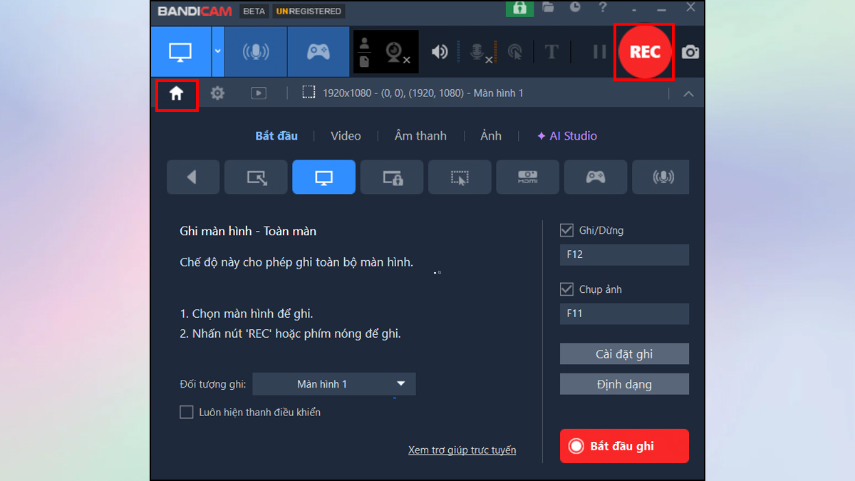 Cách quay time lapse trên máy tính Windows bằng Bandicam bước 3