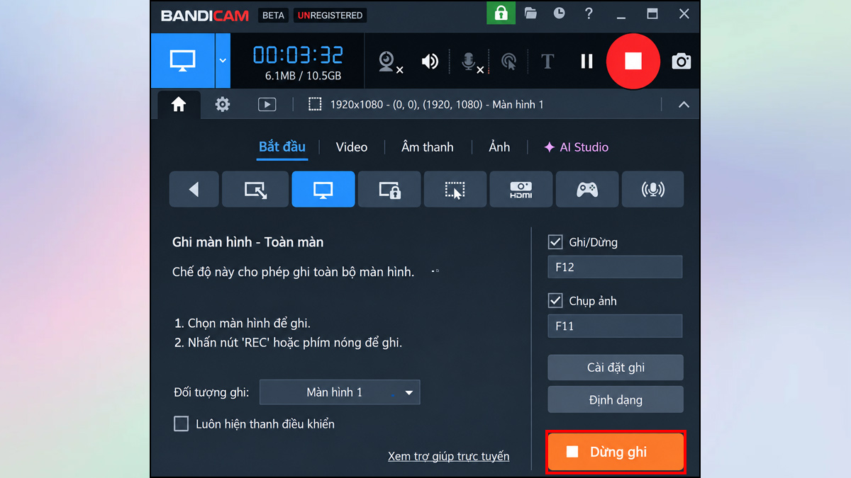 Cách quay time lapse trên máy tính Windows bằng Bandicam bước 4