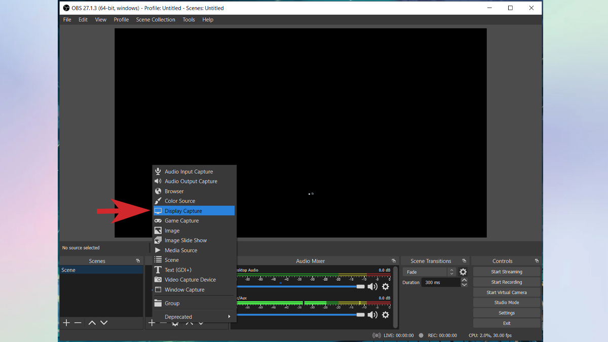 Cách quay time lapse trên máy tính Windows bằng OBS bước 1 tiếp theo