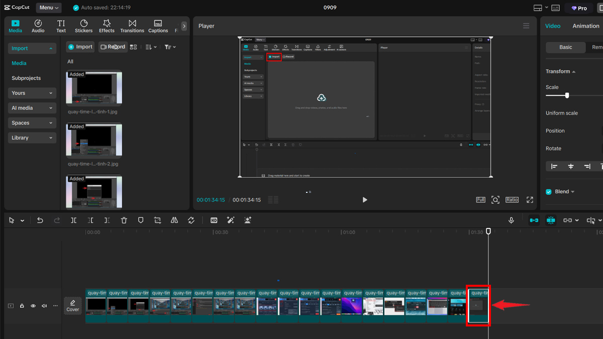 Ghép ảnh tĩnh thành time lapse bằng CapCut PC bước 2 tiếp theo
