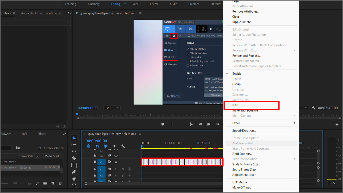 Tạo video time lapse chuyên nghiệp bằng Adobe Premiere bước 2