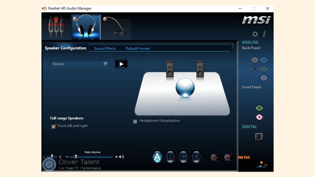Các tính năng chính của Realtek HD Audio Manager