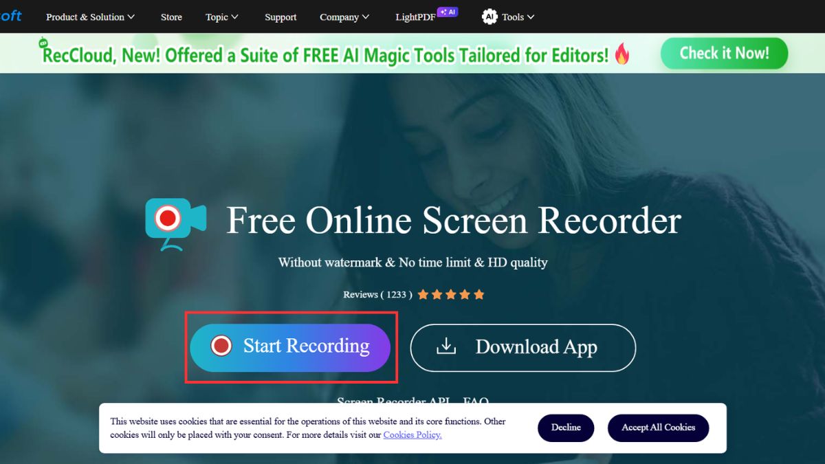 record màn hình máy tính bằng phần mềm Apowersoft Free Online Screen Recorder - bước 1