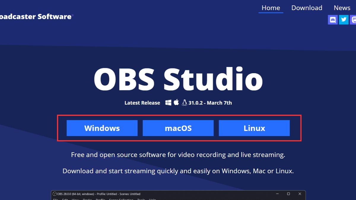 record màn hình máy tính bằng phần mềm OBS Studio - bước 1