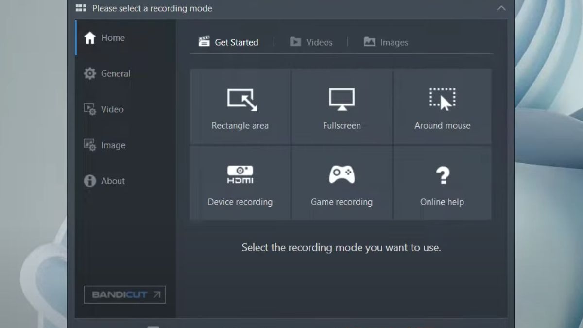 record màn hình máy tính bằng phần mềm Bandicam - bước 2