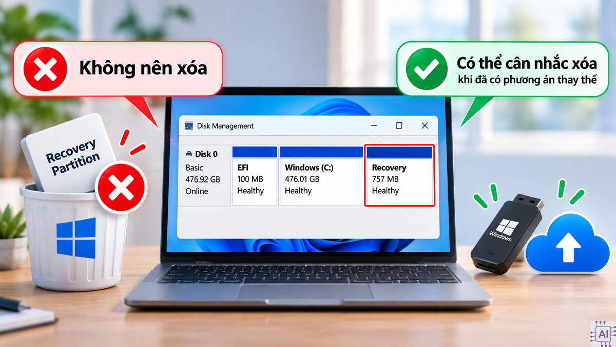 Có nên xóa phân vùng Recovery trên máy tính không?