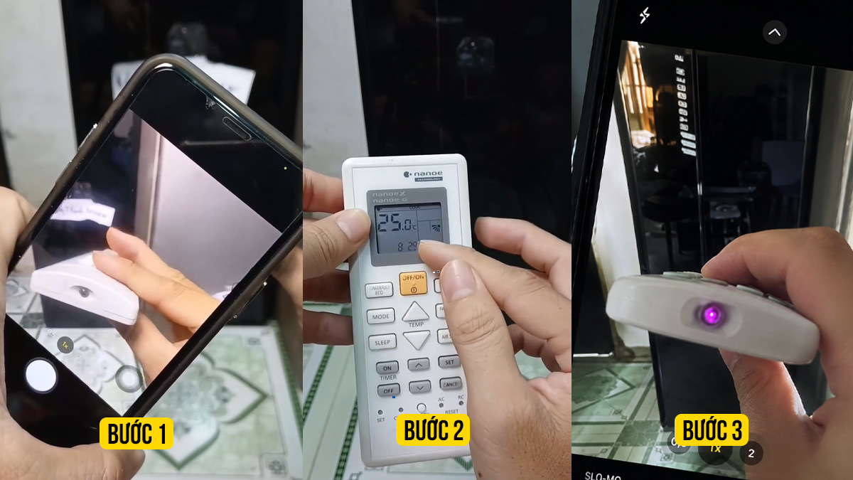 Cách tự kiểm tra mắt thần remote bằng camera điện thoại