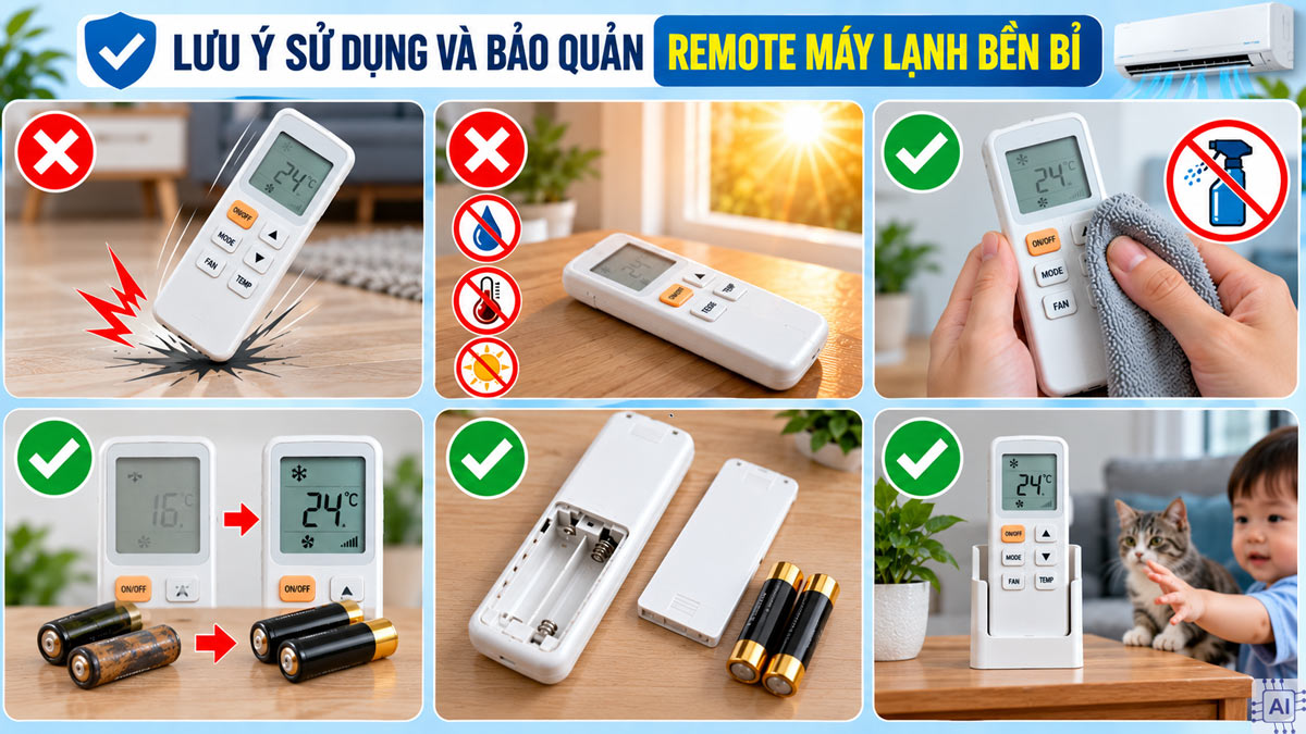 Lưu ý sử dụng và bảo quản remote máy lạnh bền bỉ
