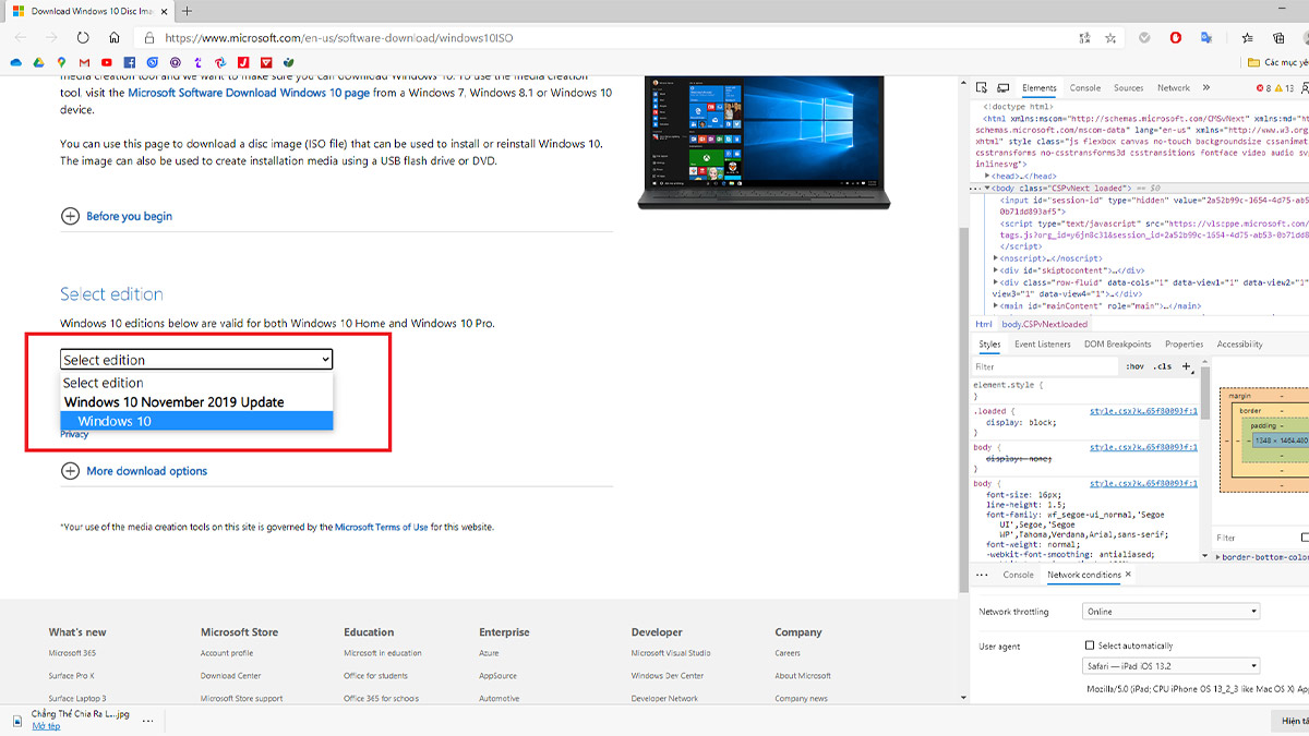 Cách tải tệp ISO của Windows 10 từ trang chủ Microsoft - bước 4