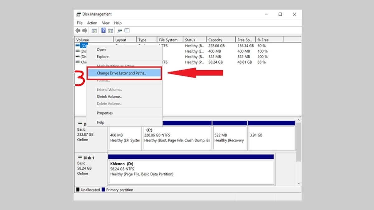 Chỉ định hoặc thay đổi ký tự ổ đĩa bước 2