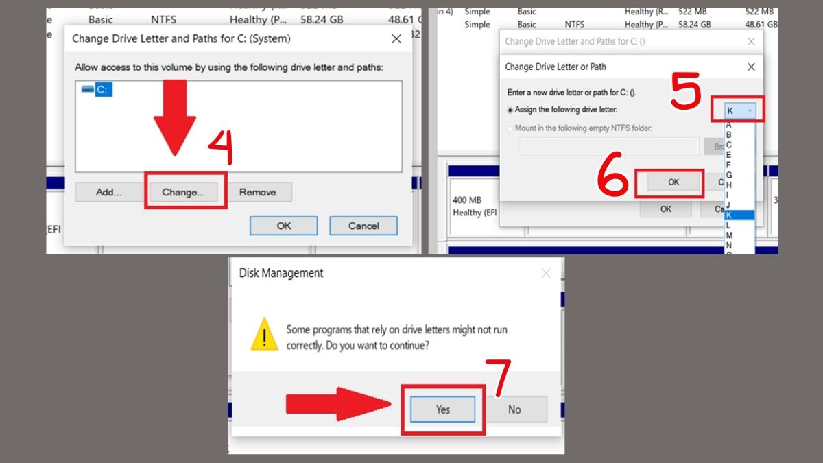 Chỉ định hoặc thay đổi ký tự ổ đĩa bước 3