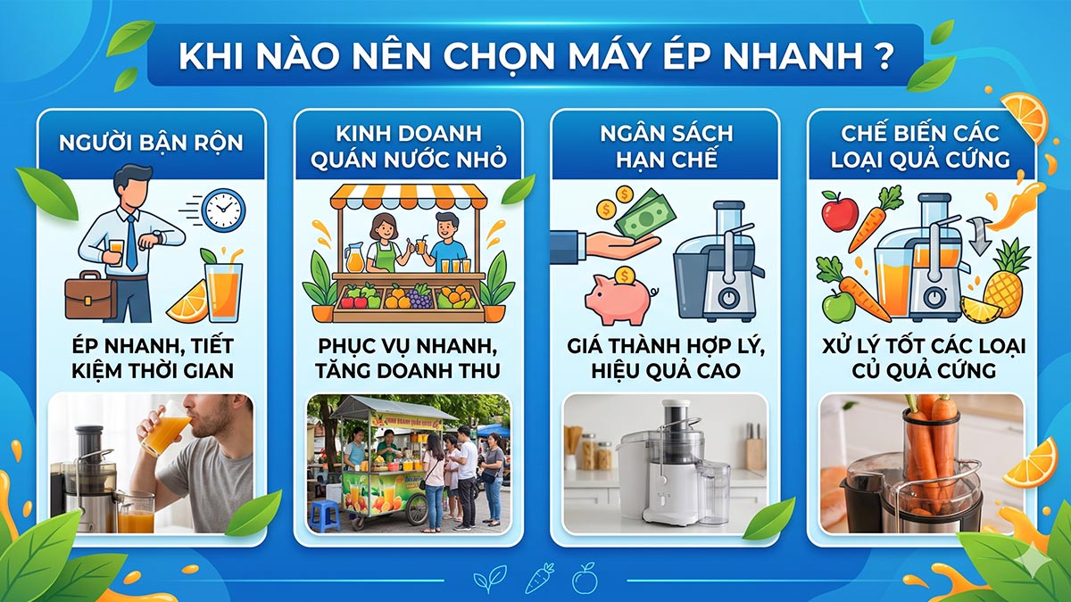 so sánh máy ép chậm và máy ép nhanh dễ dàng