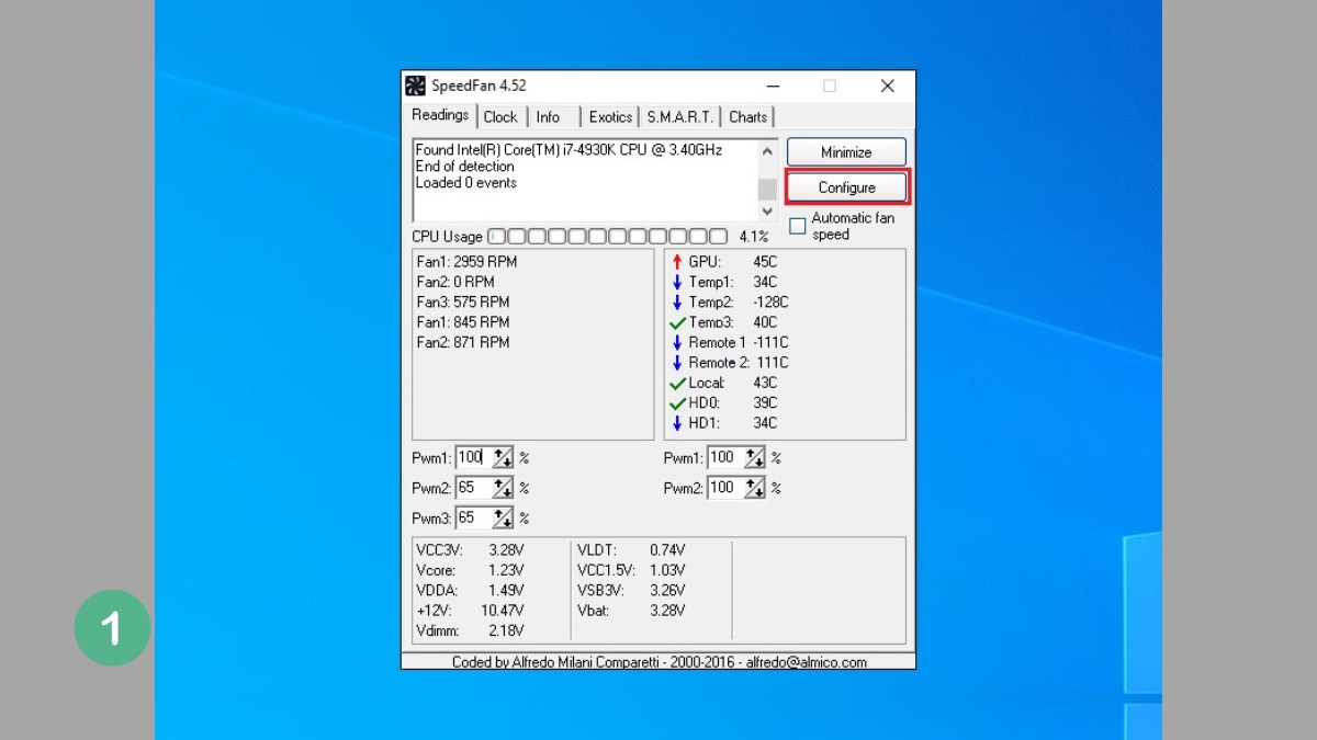 Cách dùng Speedfan kiểm tra nhiệt độ CPU - bước 1
