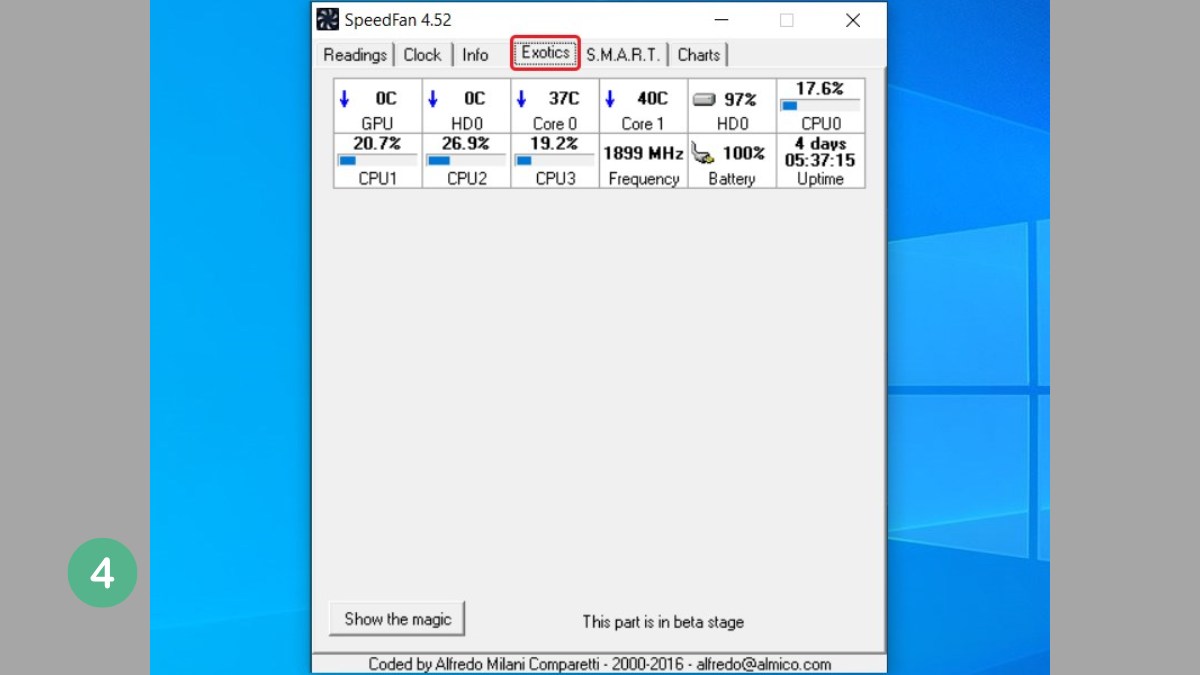 Cách dùng Speedfan kiểm tra nhiệt độ CPU - bước 4