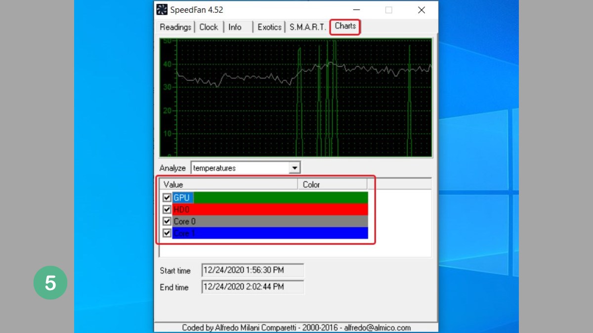 Cách dùng Speedfan kiểm tra nhiệt độ CPU - bước 5