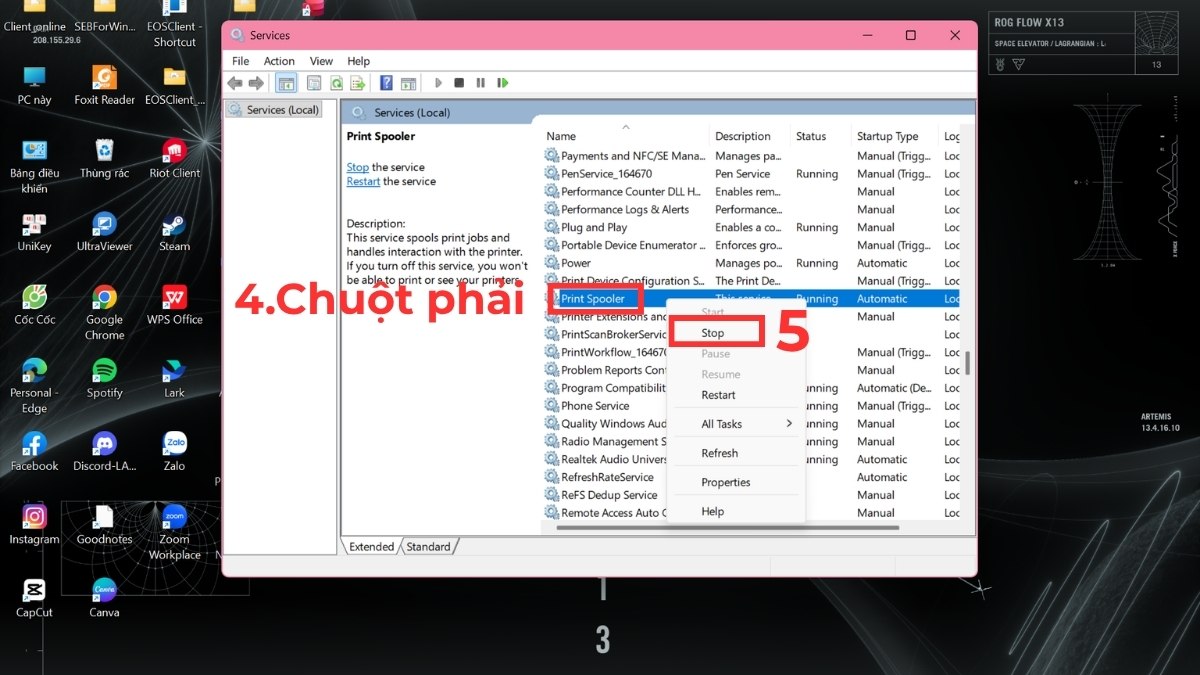 Xóa file spool thủ công bước 2