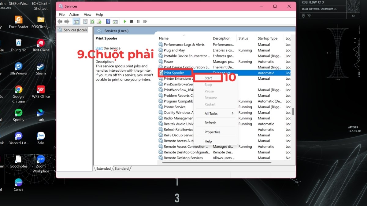 Xóa file spool thủ công bước 5