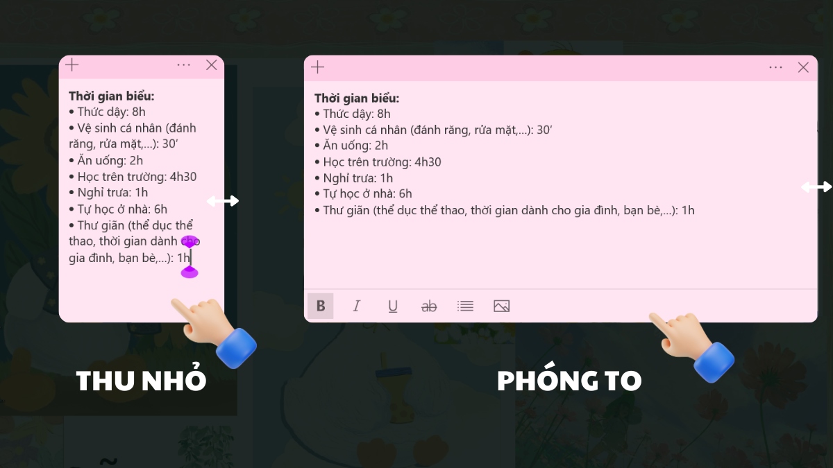 Tùy chỉnh kích thước bản ghi chú