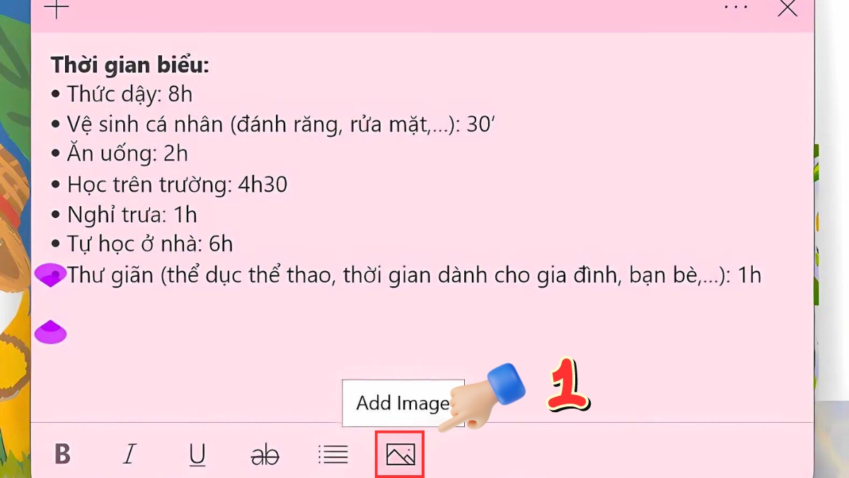 Chèn ảnh vào ghi chú