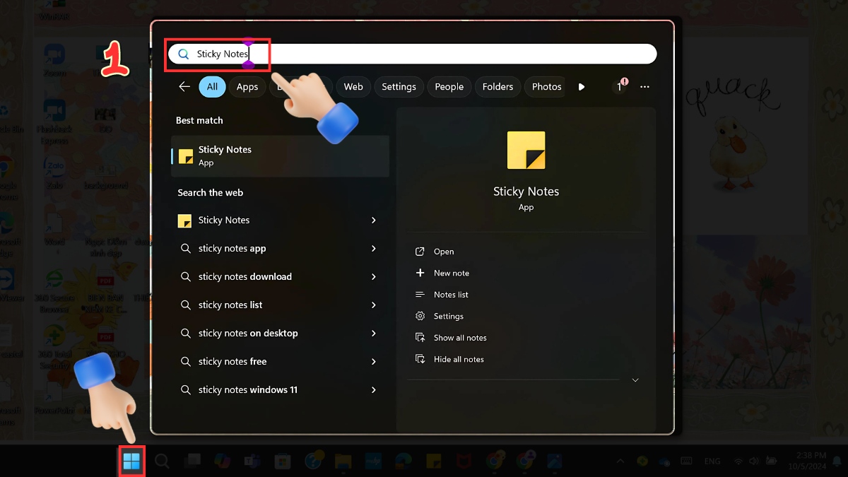Cách sử dụng Sticky Note Win 10