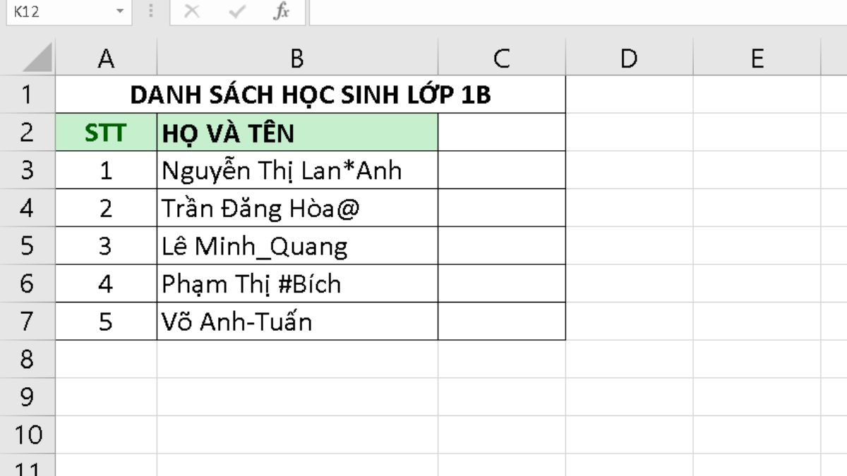 Tên có ký tự đặc biệt