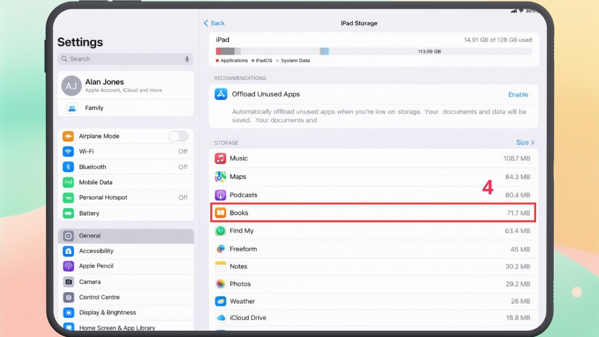 tăng tốc máy tính bảng iPadOS bằng cách dọn dẹp bộ nhớ bước 2