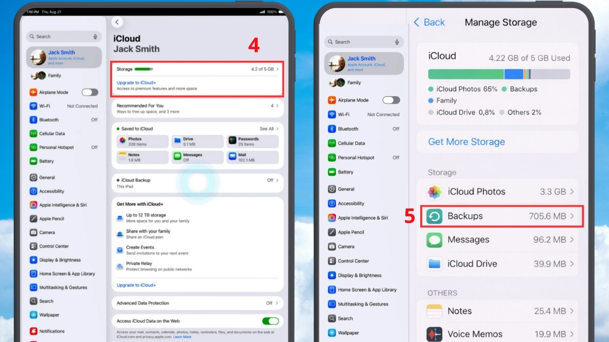 Giải phóng bộ nhớ iCloud bước 2