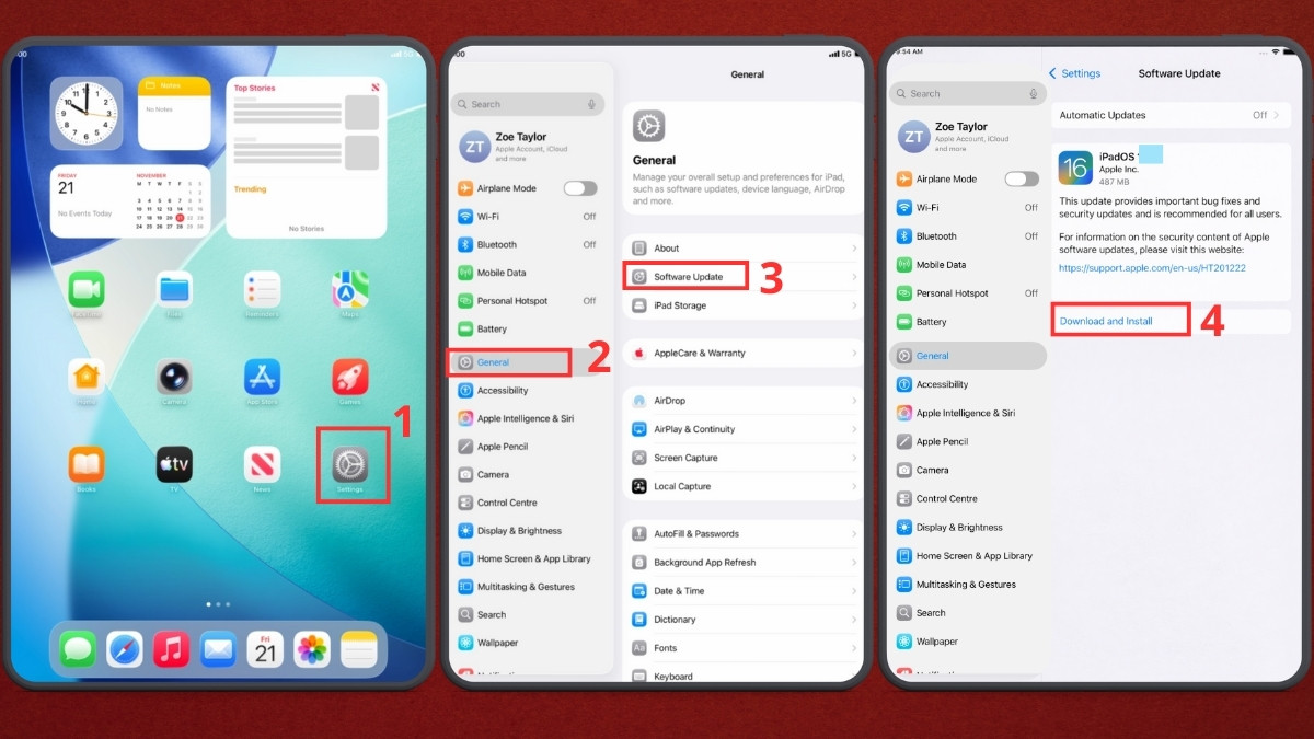 Cập nhật iPadOS phù hợp