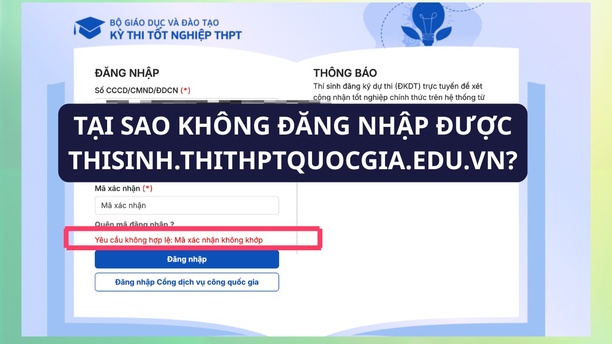 Tại sao không đăng nhập được Thisinh.thithptquocgia.edu.vn?
