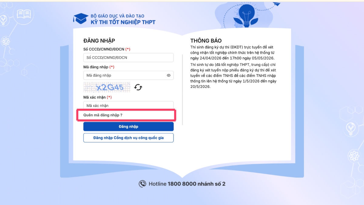 Sử dụng chức năng quên mật khẩu bước 1