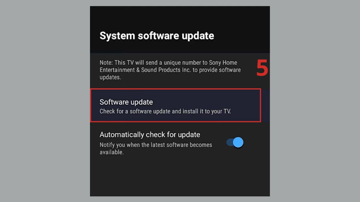 Cập nhật phần mềm mới cho tivi Sony bước 4