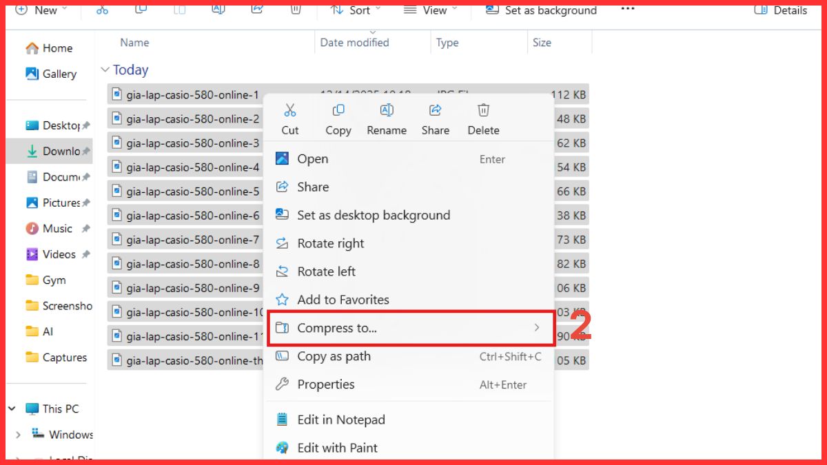 Cách tạo file ZIP trên máy tính Windows bằng menu ngữ cảnh bước 2