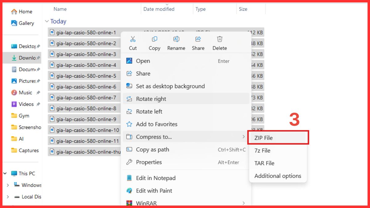 Cách tạo file ZIP trên máy tính Windows bằng menu ngữ cảnh bước 3