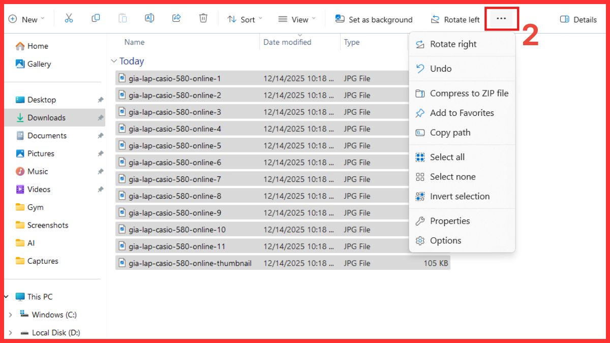 Cách tạo file ZIP trên máy tính Windows bằng tùy chọn explorer bước 2