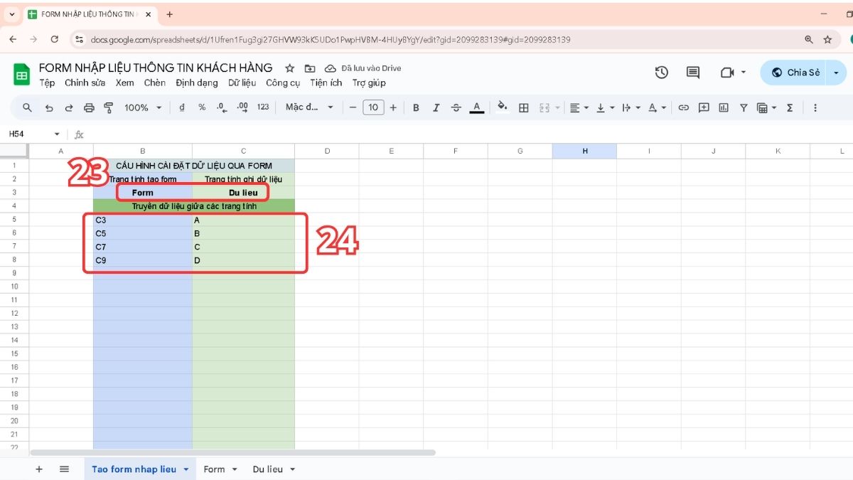Cách tạo form nhập liệu trong Google Sheet bước 5