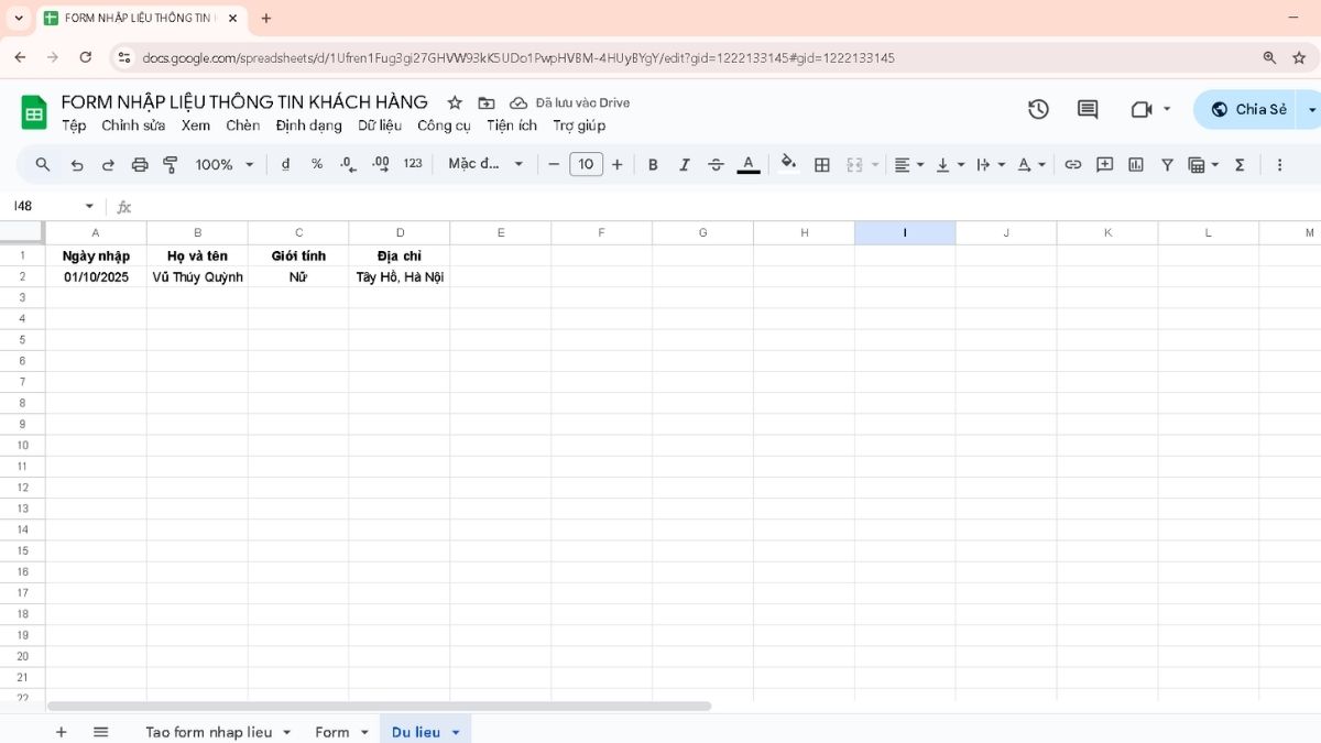 Cách tạo form nhập liệu trong Google Sheet bước 5+