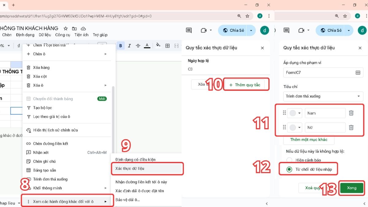 Cách tạo form nhập liệu trong Google Sheet bước 3+