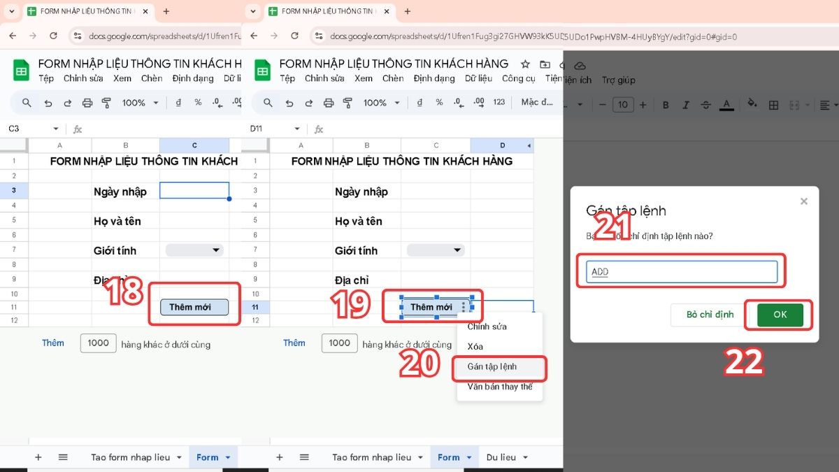 Cách tạo form nhập liệu trong Google Sheet bước 4+