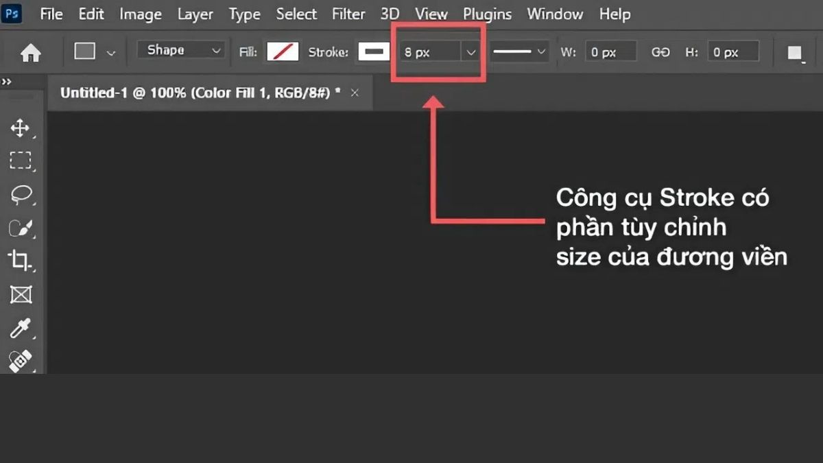 Tạo viền trong Photoshop bằng công cụ Rectangle Tool bước 3