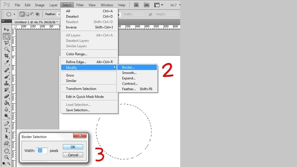 Cách tạo viền ảnh trong Photoshop cơ bản bước 2