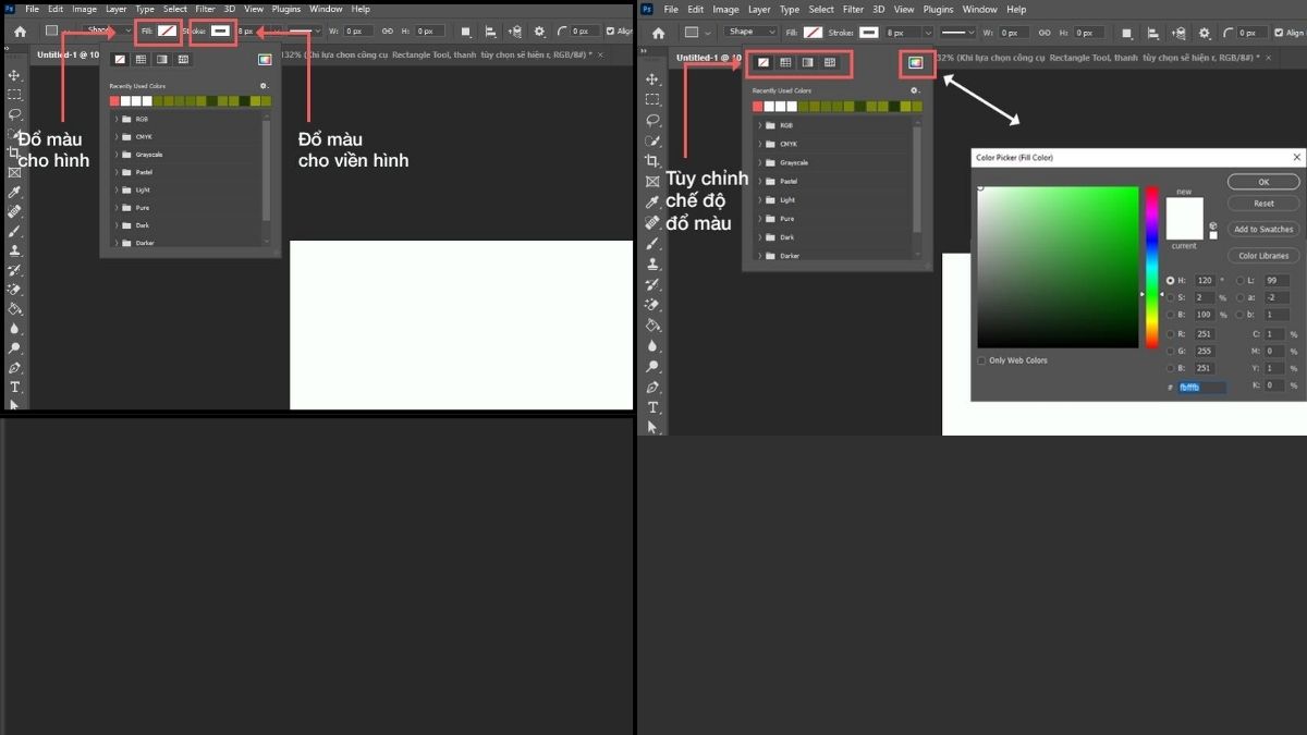Tạo viền trong Photoshop bằng công cụ Rectangle Tool bước 2
