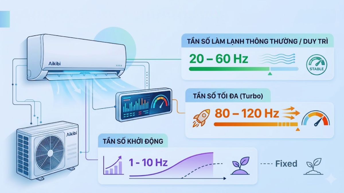 Các mức tần số thường gặp trên máy lạnh Aikibi