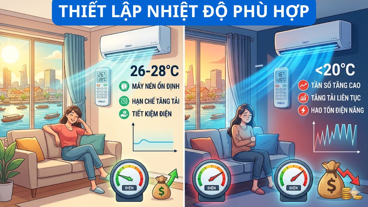Cách tối ưu tần số máy lạnh Aqua tiết kiệm điện
