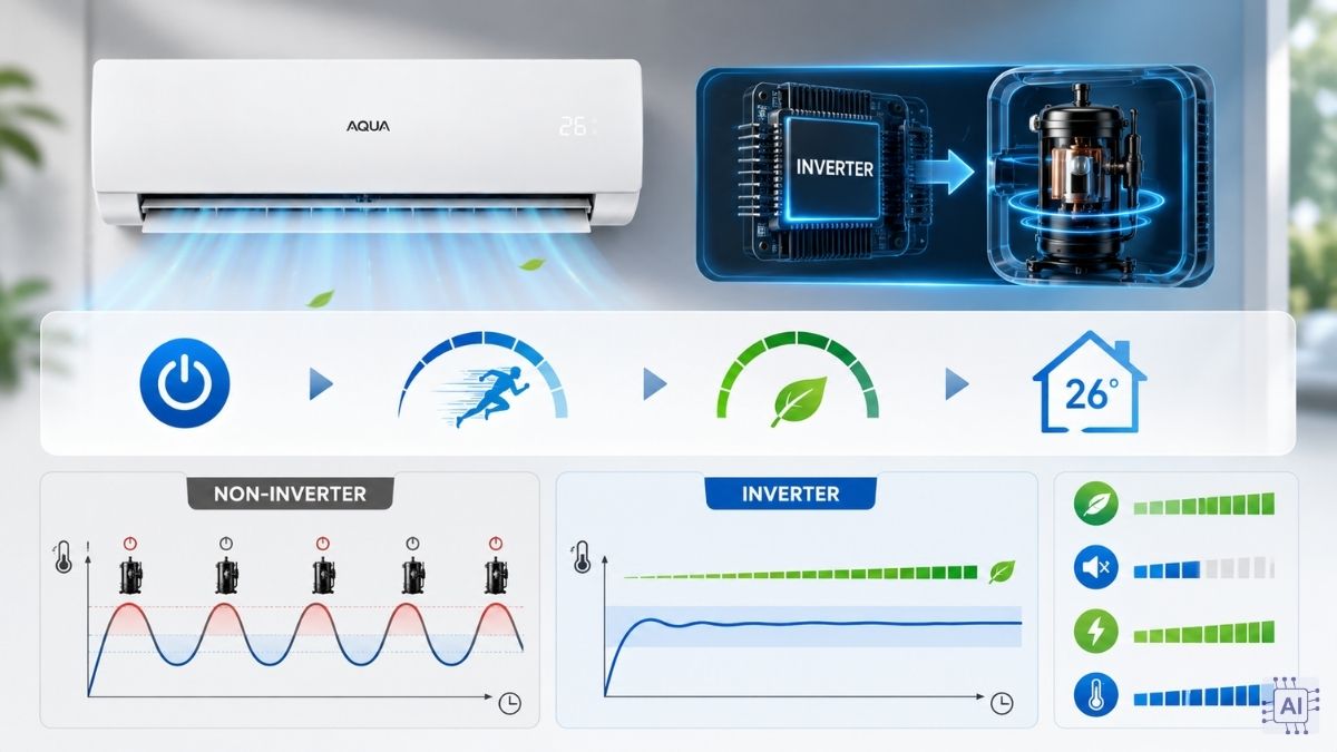 Công nghệ Inverter trên máy lạnh Aqua hoạt động ra sao?