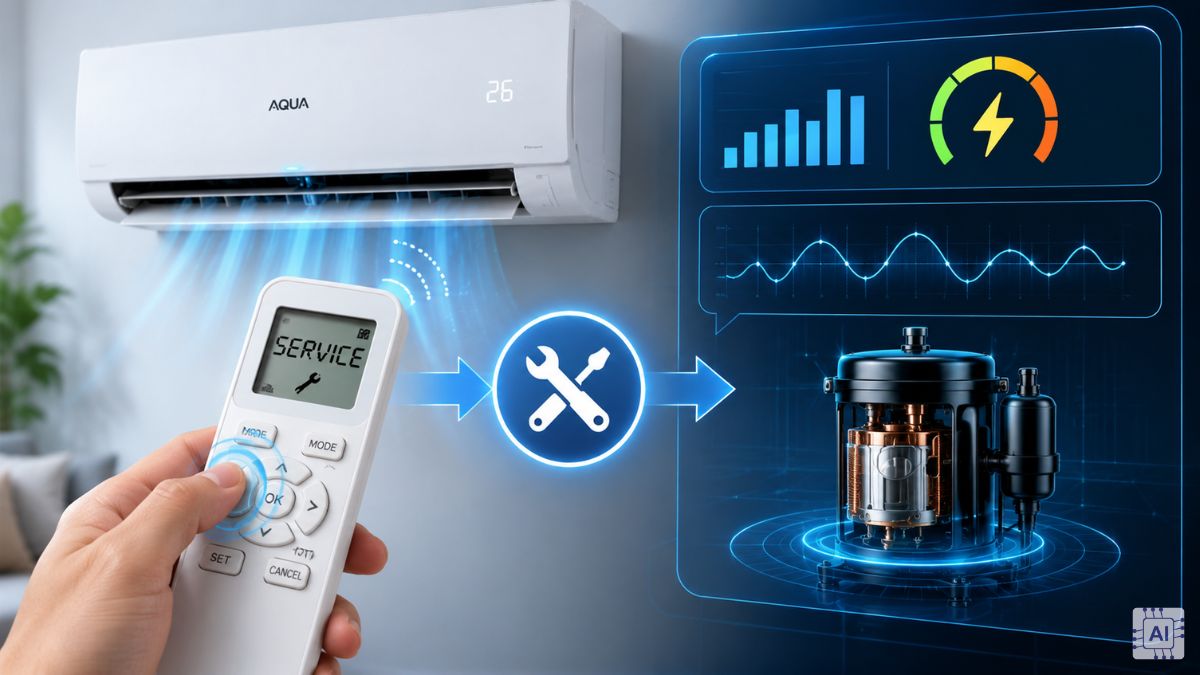 kiểm tra tần số máy lạnh Aqua qua remote và chế độ service