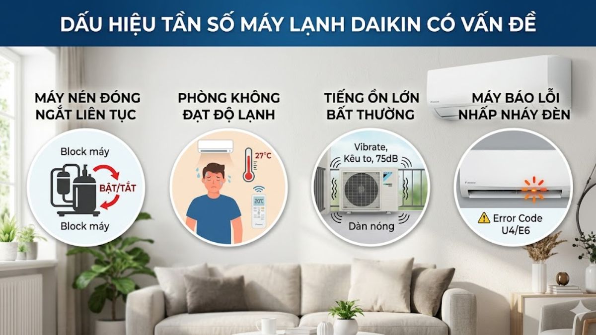 Dấu hiệu tần số máy lạnh Daikin có vấn đề