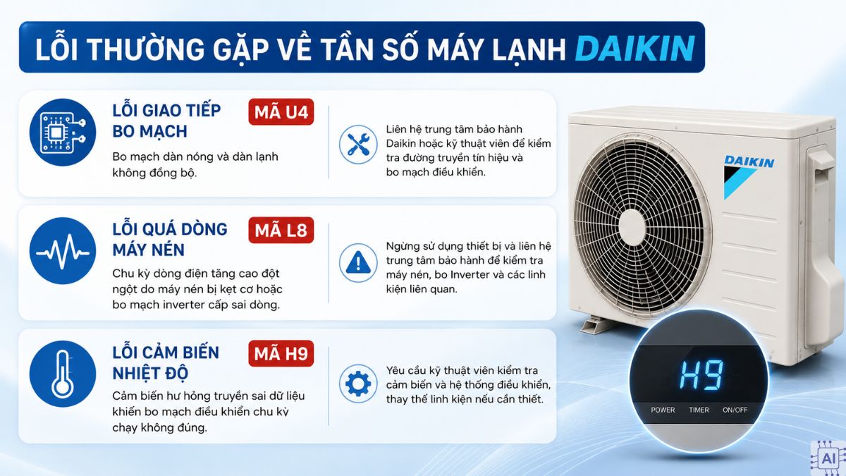 Lỗi thường gặp về tần số máy lạnh Daikin