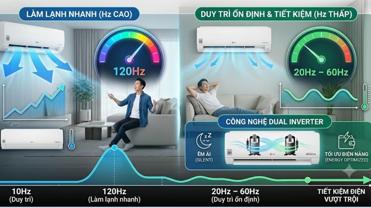 Máy lạnh LG thường hoạt động ở bao nhiêu Hz?