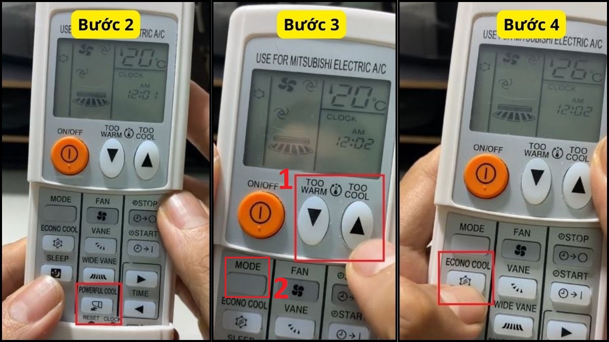 Cách cài đặt tần số của máy lạnh Mitsubishi bước 2