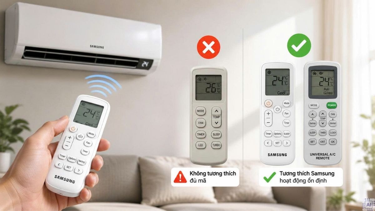 Thay remote tương thích Samsung